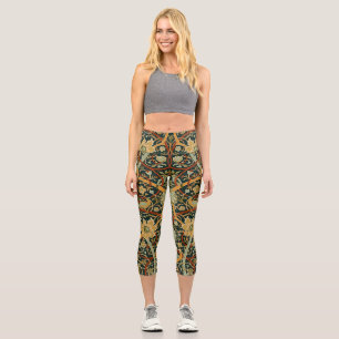 William Morris Persian Oriental Carpet Art Capri Leggings