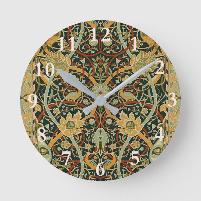William Morris Persian Oriental Carpet Art Round Clock (Front)