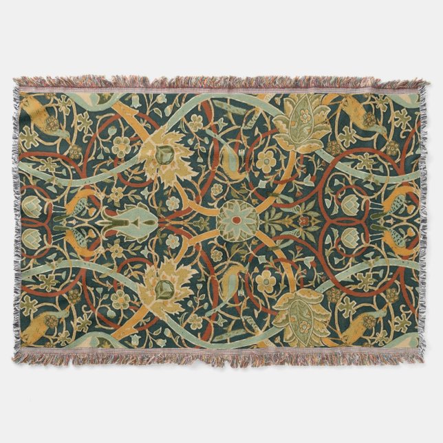 William Morris Persian Oriental Carpet Art Throw Blanket (Front)