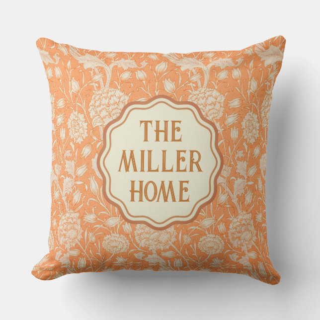 William Morris Personalized Floral  Outdoor Pillow (Front)