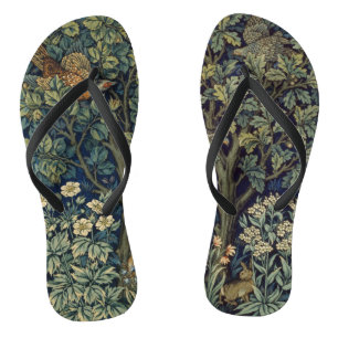 William Morris Pheasant Bird Tree Woodland Flip Flops