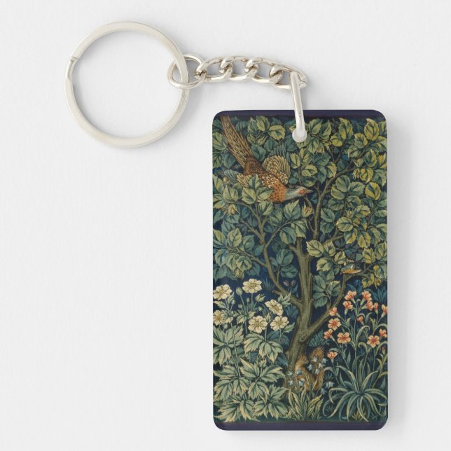 William Morris Pheasant Bird Tree Woodland Keychain (Front)