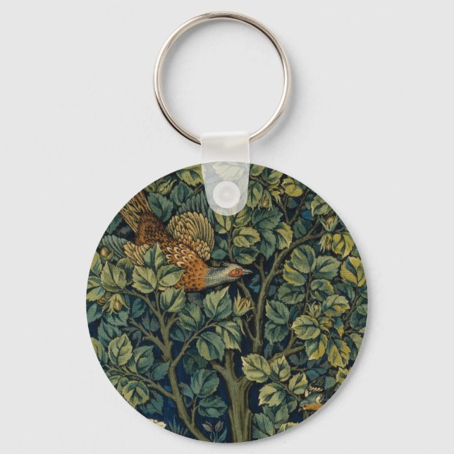 William Morris Pheasant Bird Tree Woodland Keychain (Front)