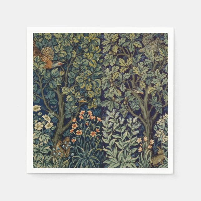 William Morris Pheasant Bird Tree Woodland Napkin (Front)