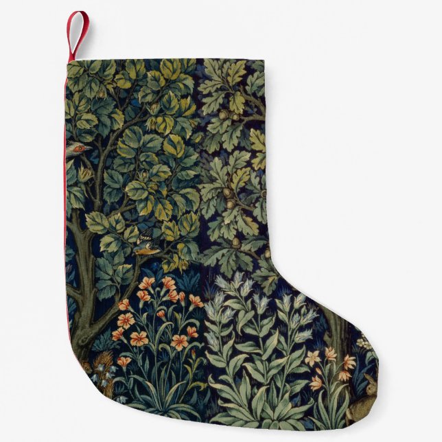 William Morris Pheasant Bird Tree Woodland Small Christmas Stocking (Front)