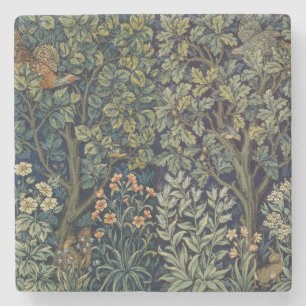 William Morris Pheasant Bird Tree Woodland Stone Coaster