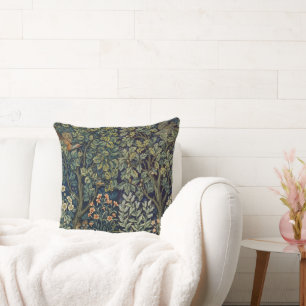 William Morris Pheasant Bird Tree Woodland Throw Pillow