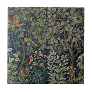 William Morris Pheasant Bird Tree Woodland Tile
