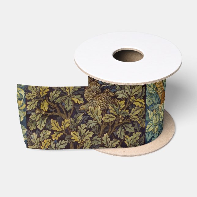 William Morris Pheasant Bird Woodland Tapestry Art Satin Ribbon (Spool)
