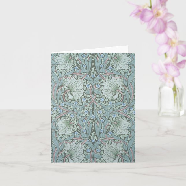 William Morris - Pimpernel: Blue & Green Flowers Card (Orchid)
