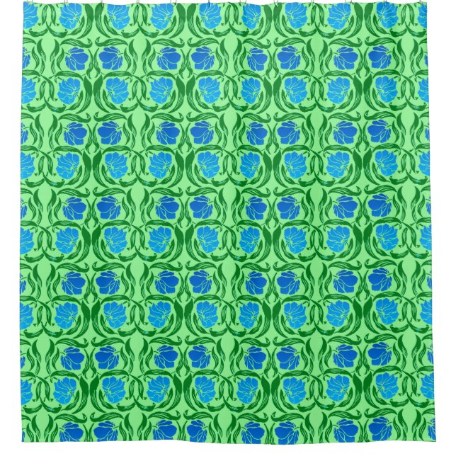 William Morris Pimpernel, Blue & Lime Green (Front)
