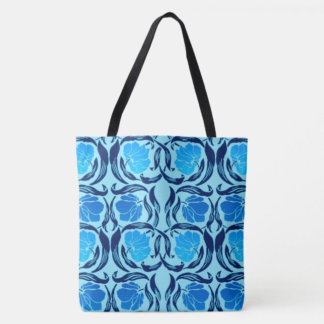 William Morris Pimpernel, Denim & Light Blue Tote Bag (Front)