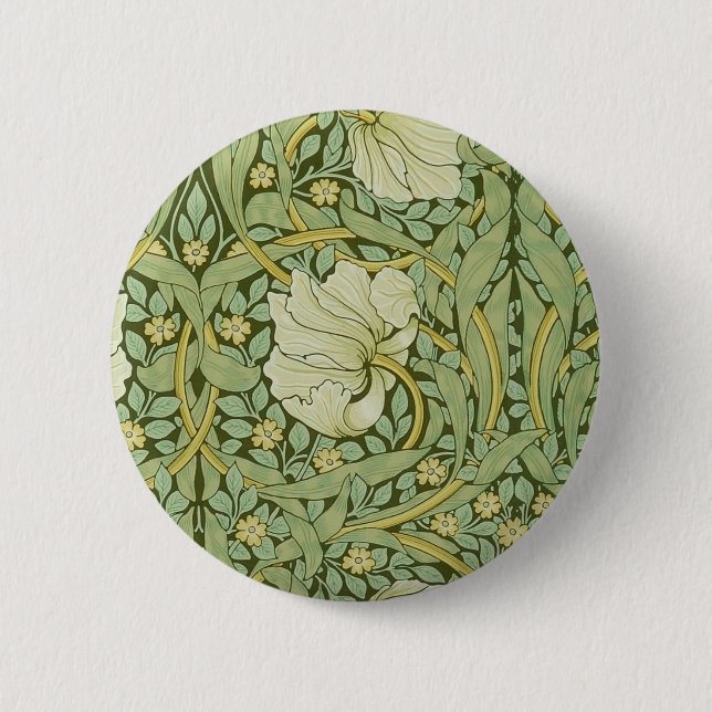 William Morris Pimpernel Floral Blue Wallpaper 2 Inch Round Button (Front)