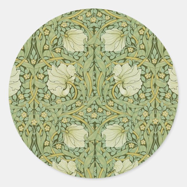 William Morris Pimpernel Floral Blue Wallpaper Classic Round Sticker (Front)