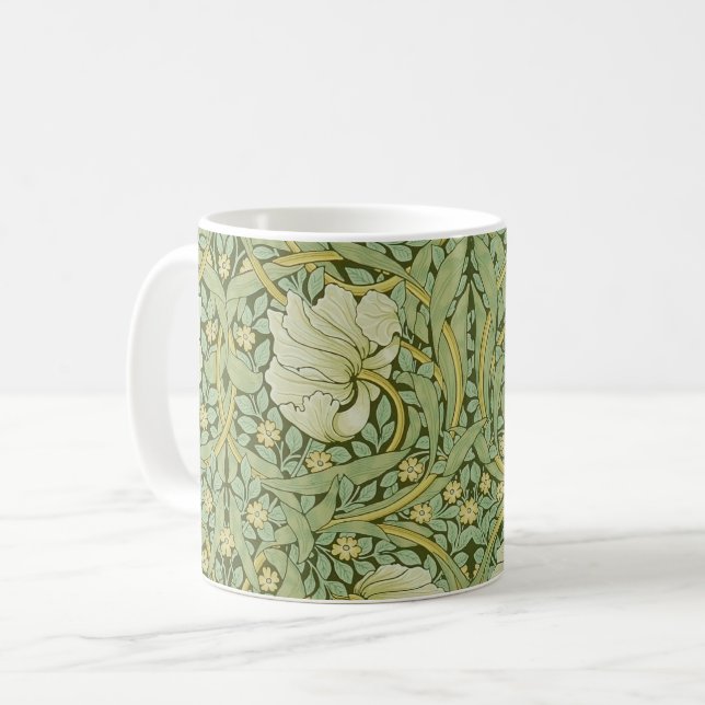 William Morris Pimpernel Floral Blue Wallpaper Coffee Mug (Front Left)