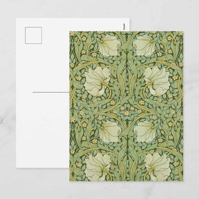 William Morris Pimpernel Floral Blue Wallpaper Holiday Postcard (Front/Back)