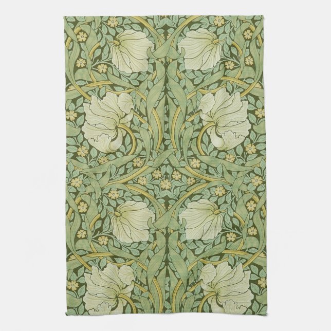 William Morris Pimpernel Floral Blue Wallpaper Kitchen Towel (Vertical)