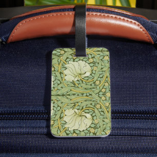 William Morris Pimpernel Floral Blue Wallpaper Luggage Tag