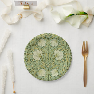 William Morris Pimpernel Floral Blue Wallpaper Paper Plate
