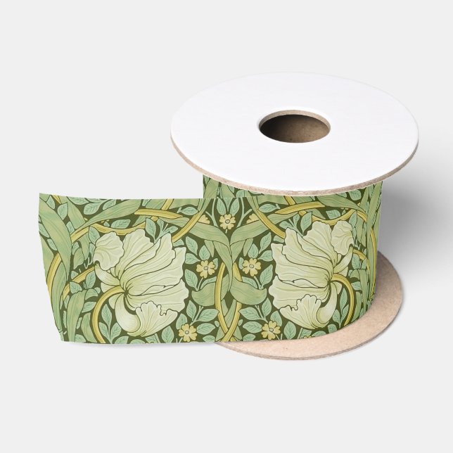William Morris Pimpernel Floral Blue Wallpaper Satin Ribbon (Spool)