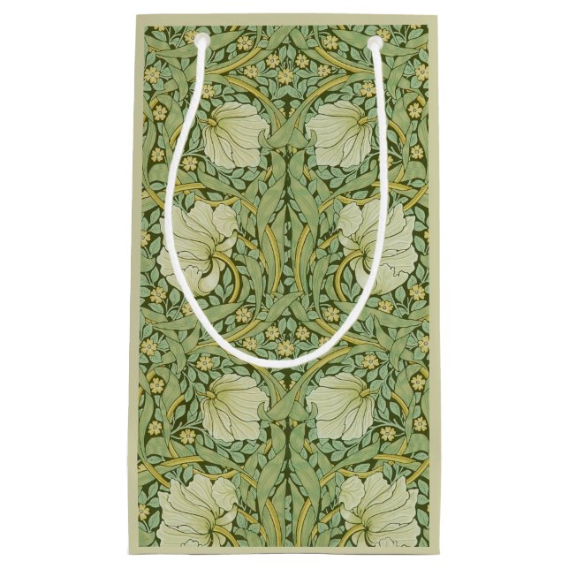 William Morris Pimpernel Floral Blue Wallpaper Small Gift Bag (Front)