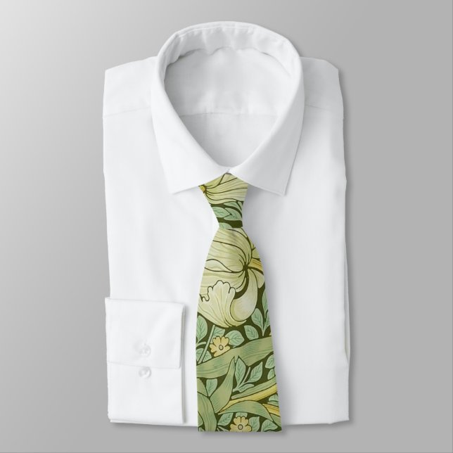 William Morris Pimpernel Floral Blue Wallpaper Tie (Tied)