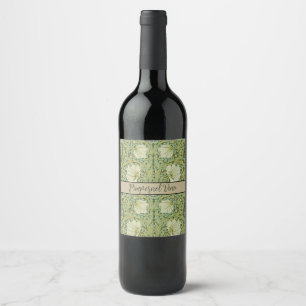 William Morris Pimpernel Floral Blue Wallpaper Wine Label