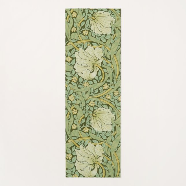 William Morris Pimpernel Floral Blue Wallpaper Yoga Mat (Front)