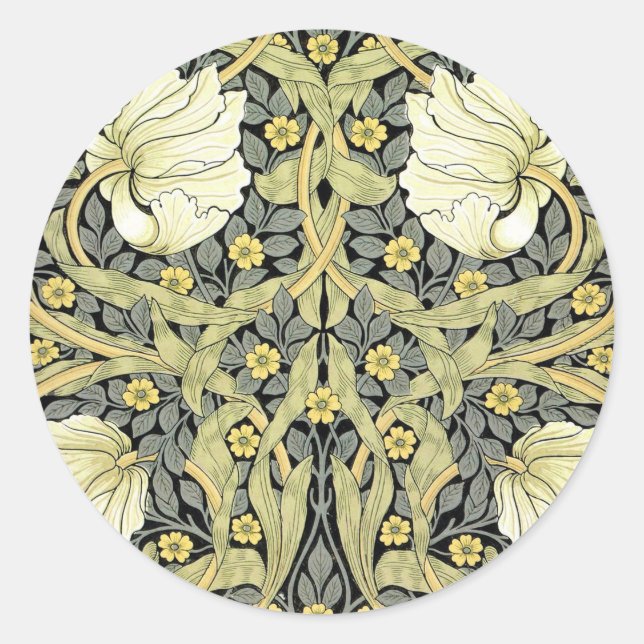 William Morris Pimpernel Floral Wallpaper Classic Round Sticker (Front)