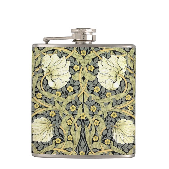 William Morris Pimpernel Floral Wallpaper Hip Flask (Front)
