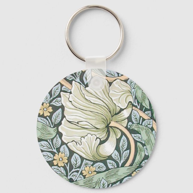 William Morris Pimpernel Floral Wallpaper Keychain (Front)