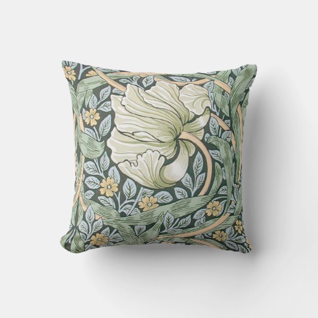 William Morris Pimpernel Floral Wallpaper Throw Pillow (Front)