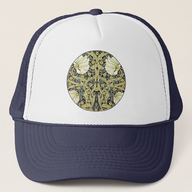 William Morris Pimpernel Floral Wallpaper Trucker Hat (Front)