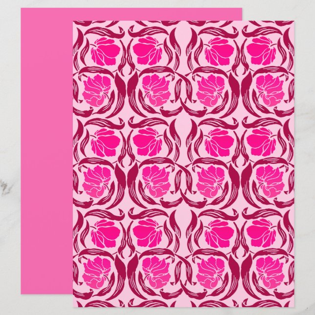 William Morris Pimpernel, Fuchsia & Light Pink  (Front/Back)