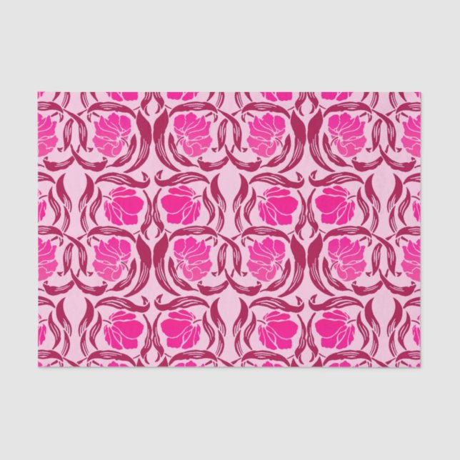 William Morris Pimpernel, Fuchsia & Light Pink Tissue Paper (Front)