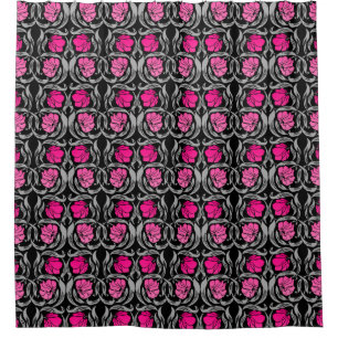 William Morris Pimpernel, Fuchsia Pink and Black