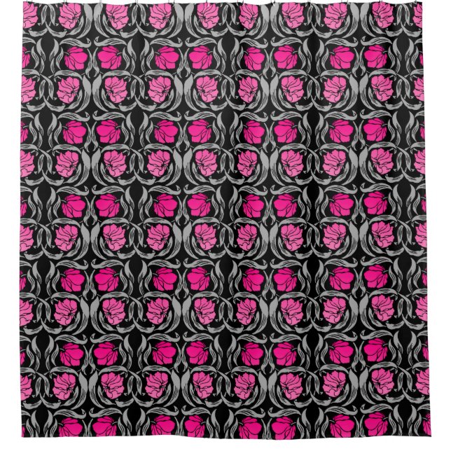 William Morris Pimpernel, Fuchsia Pink and Black (Front)