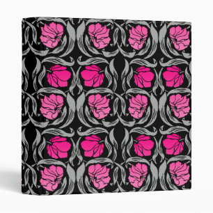 William Morris Pimpernel, Fuchsia Pink and Black 3 Binder