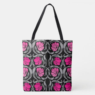 William Morris Pimpernel, Fuchsia Pink and Black Tote Bag