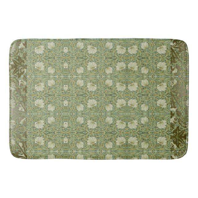 William * Morris  Pimpernel Green Floral Bath Mat (Front)