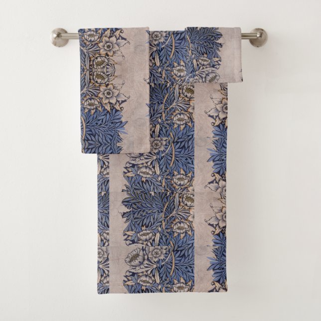 William * Morris  Pimpernel Green Floral Bath Towel Set (Insitu)