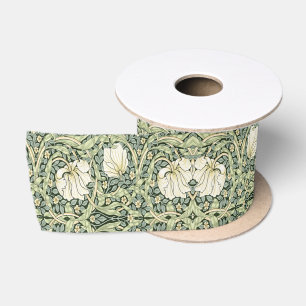 William Morris Pimpernel Green Satin Ribbon