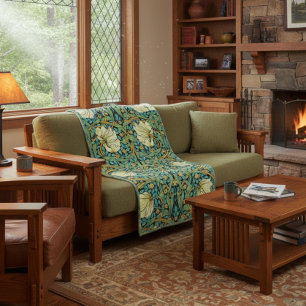 William Morris Pimpernel Mission Style Fleece Blanket