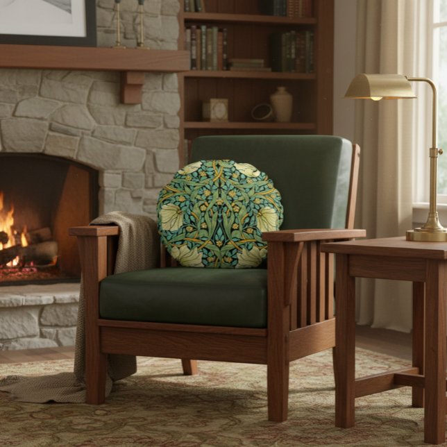 William Morris Pimpernel Mission Style Round Pillow (Creator Uploaded)
