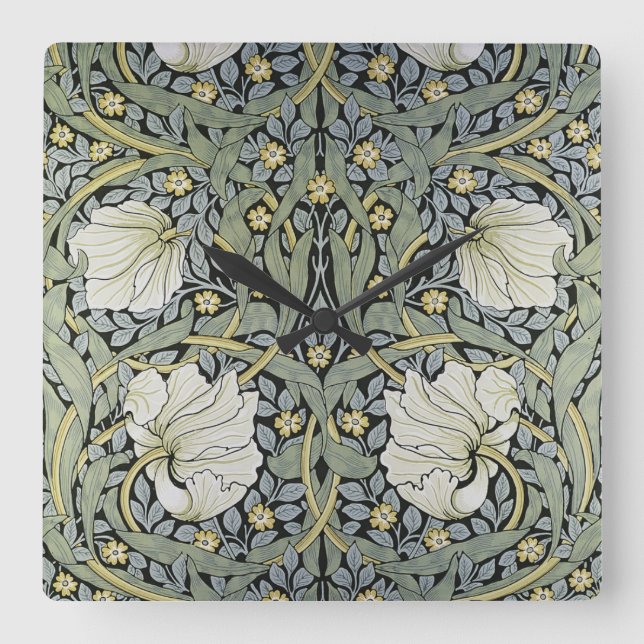 William Morris - Pimpernel  Pattern Design Square Wall Clock (Front)