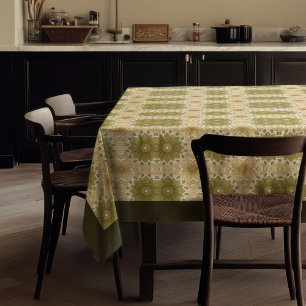 William Morris Pimpernel Pattern pastel Green Gold Tablecloth