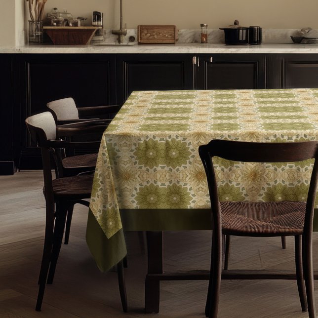 William Morris Pimpernel Pattern pastel Green Gold Tablecloth (William Morris Pimpernel Pattern pastel Green Gold)