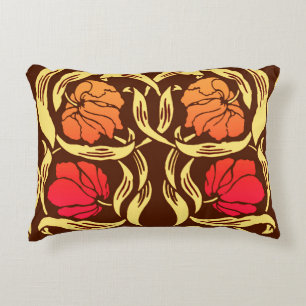 William Morris Pimpernel, Rust Orange and Brown Decorative Pillow
