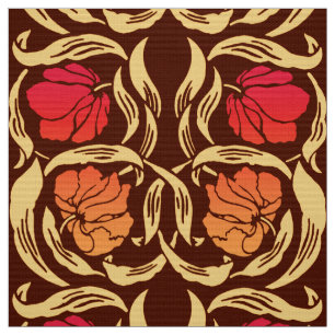 William Morris Pimpernel, Rust Orange and Brown Fabric