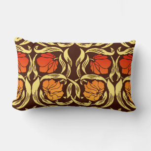 William Morris Pimpernel, Rust Orange and Brown Lumbar Pillow